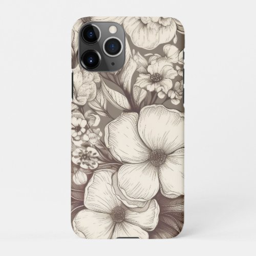 Vintage Floral Sepia Pattern 10 iPhone 11Pro Case