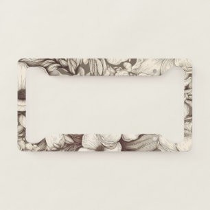 Vintage Floral Sepia Pattern (10) License Plate Frame