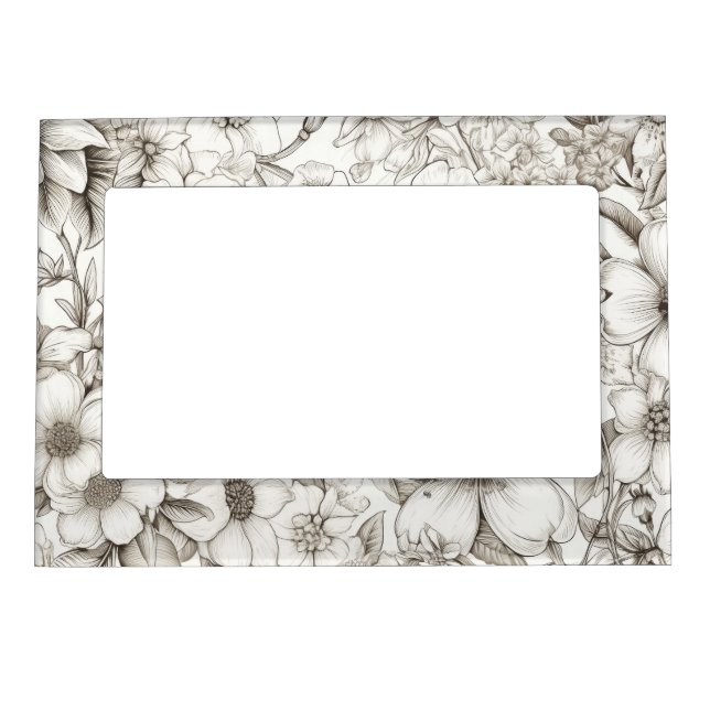 Vintage Floral Sepia Pattern (10) Magnetic Frame (Front)