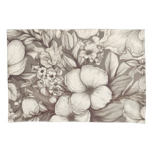 Vintage Floral Sepia Pattern (10) Pillow Case