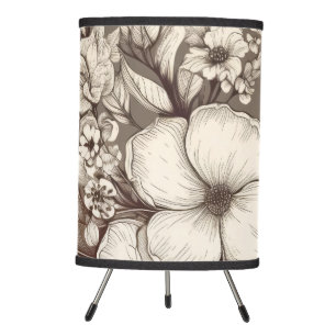 Vintage Floral Sepia Pattern (10) Tripod Lamp