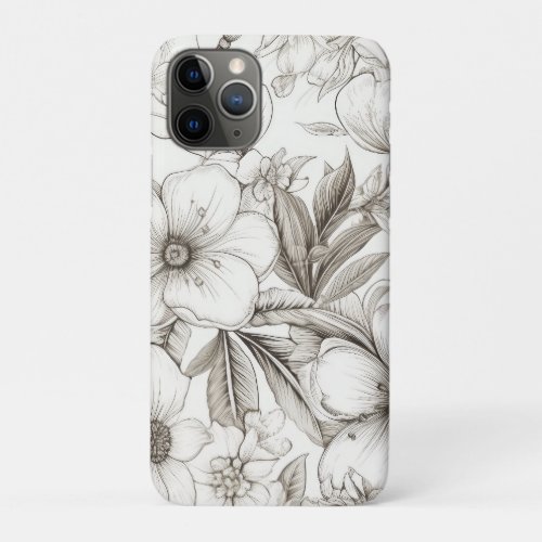 Vintage Floral Sepia Pattern 11 iPhone 11 Pro Case