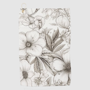 Vintage Floral Sepia Pattern (11) Golf Towel