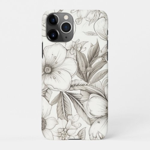 Vintage Floral Sepia Pattern 11 iPhone 11Pro Case