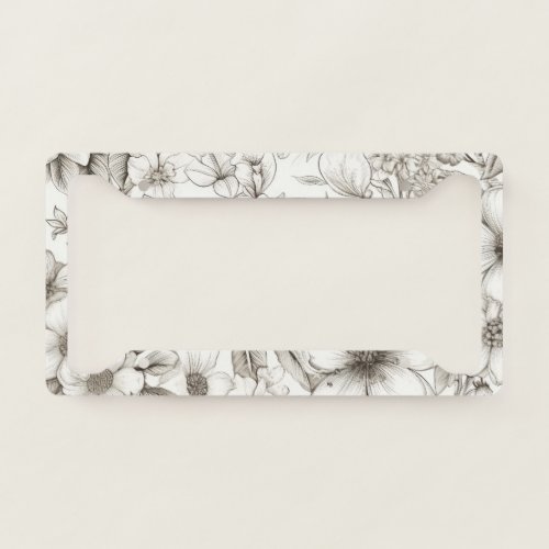 Vintage Floral Sepia Pattern 11 License Plate Frame