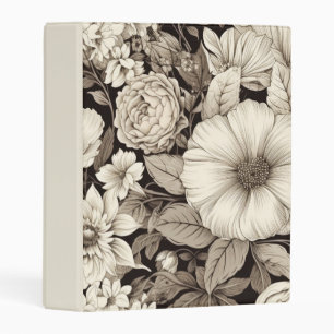 Vintage Floral Sepia Pattern (11) Mini Binder