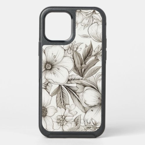 Vintage Floral Sepia Pattern 11 OtterBox Symmetry iPhone 12 Pro Case