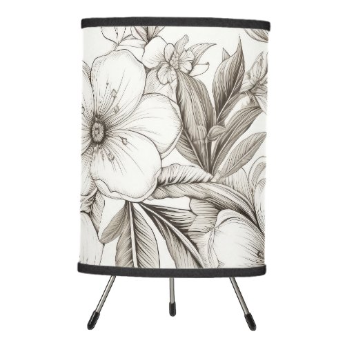 Vintage Floral Sepia Pattern 11 Tripod Lamp