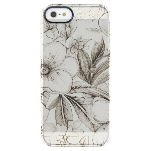 Vintage Floral Sepia Pattern 11 Clear iPhone SE55s Case