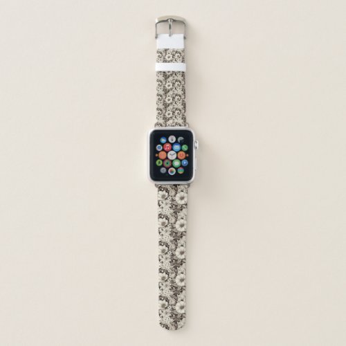 Vintage Floral Sepia Pattern 12 Apple Watch Band