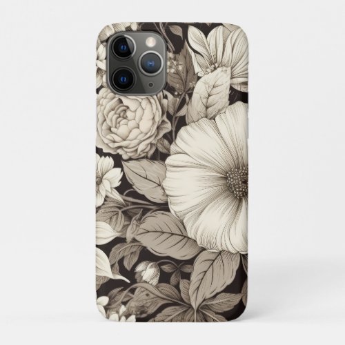 Vintage Floral Sepia Pattern 12 iPhone 11 Pro Case