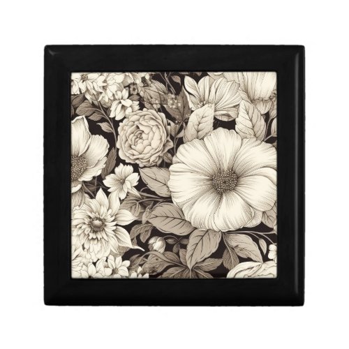 Vintage Floral Sepia Pattern 12 Gift Box