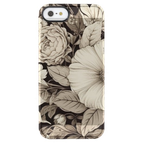 Vintage Floral Sepia Pattern 12 Clear iPhone SE55s Case