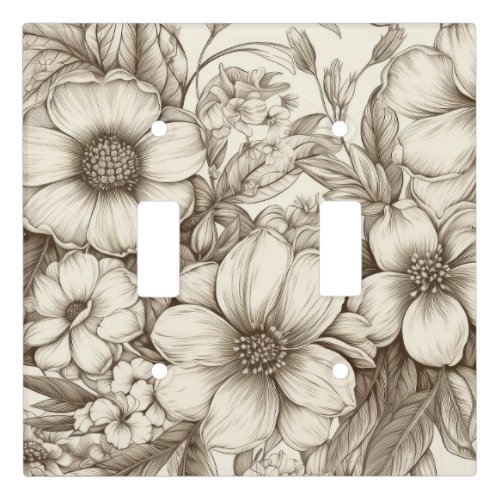 Vintage Floral Sepia Pattern 13 Light Switch Cover