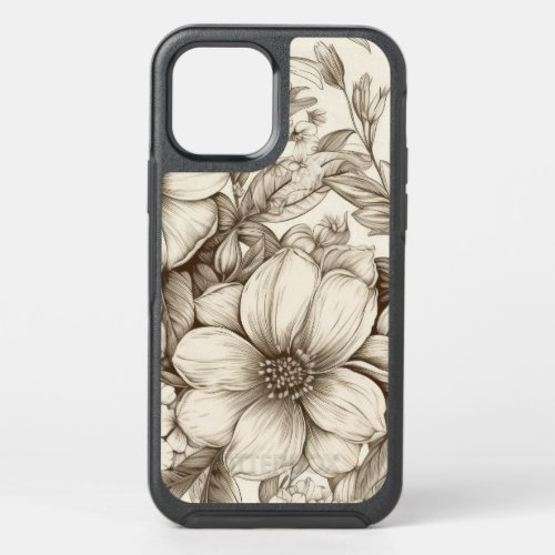 Vintage Floral Sepia Pattern 13 OtterBox Symmetry iPhone 12 Pro Case