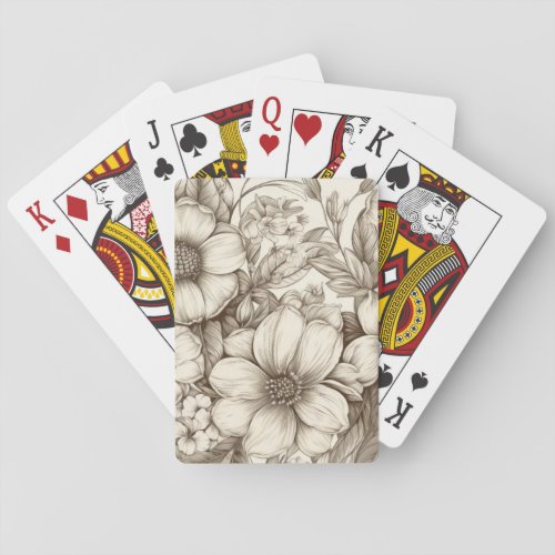 Vintage Floral Sepia Pattern 13 Poker Cards