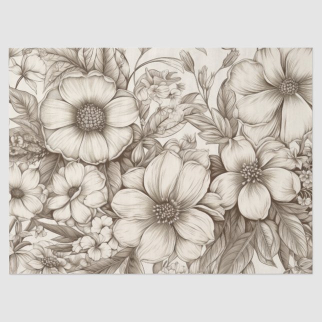 Vintage Floral Sepia Pattern (13) Tissue Paper (Front)