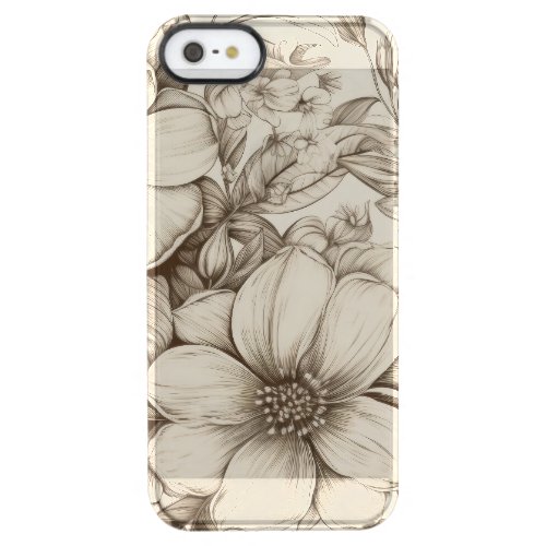 Vintage Floral Sepia Pattern 13 Clear iPhone SE55s Case