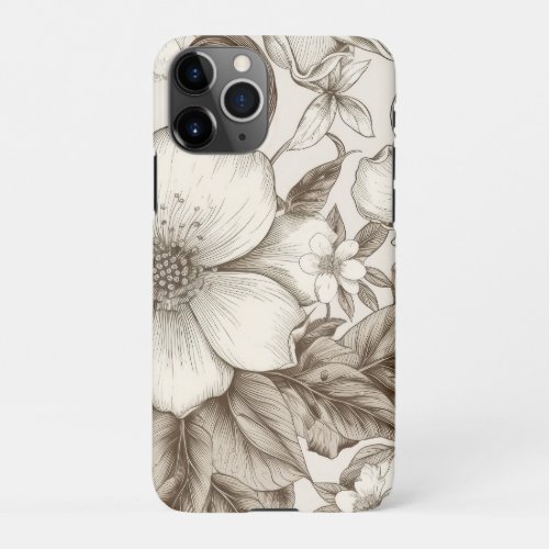 Vintage Floral Sepia Pattern 14 iPhone 11Pro Case