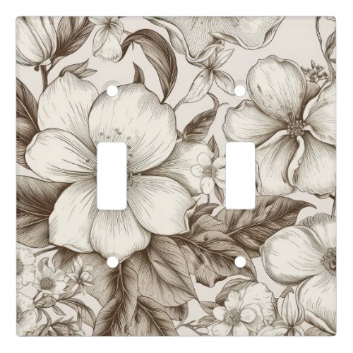 Vintage Floral Sepia Pattern 14 Light Switch Cover