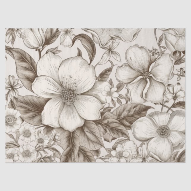 Vintage Floral Sepia Pattern (14) Tissue Paper (Front)