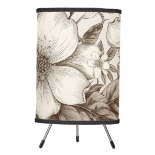 Vintage Floral Sepia Pattern (14) Tripod Lamp