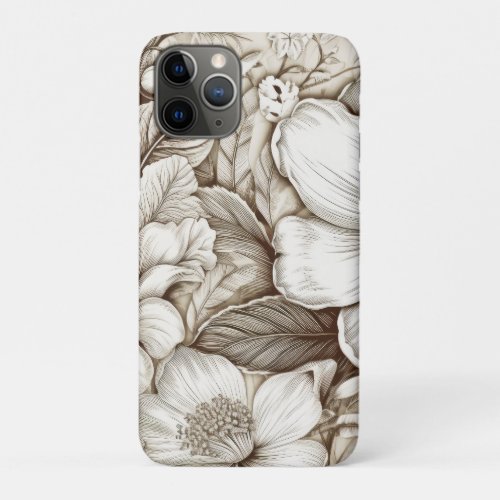Vintage Floral Sepia Pattern 15 iPhone 11 Pro Case