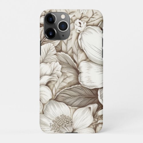 Vintage Floral Sepia Pattern 15 iPhone 11Pro Case