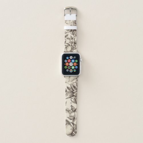 Vintage Floral Sepia Pattern 2 Apple Watch Band