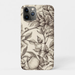 Vintage Floral Sepia Pattern (2) iPhone 11 Pro Case