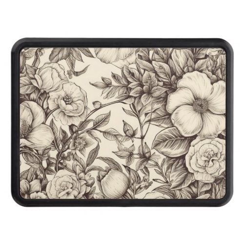 Vintage Floral Sepia Pattern 2 Hitch Cover