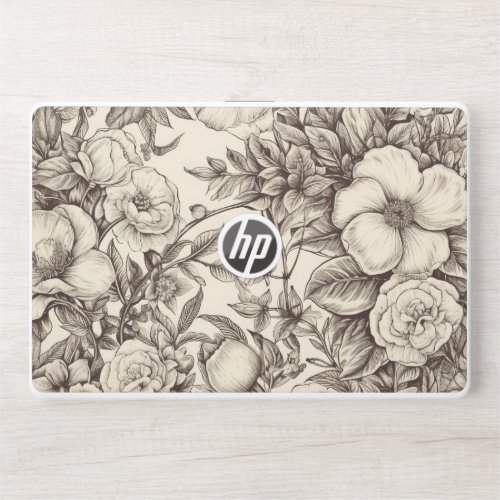 Vintage Floral Sepia Pattern 2 HP Laptop Skin