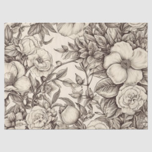 Vintage Floral Sepia Pattern (2) Tissue Paper