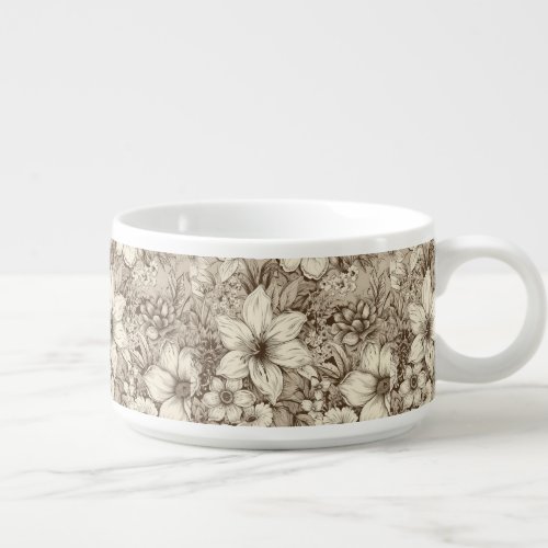 Vintage Floral Sepia Pattern 3 Bowl