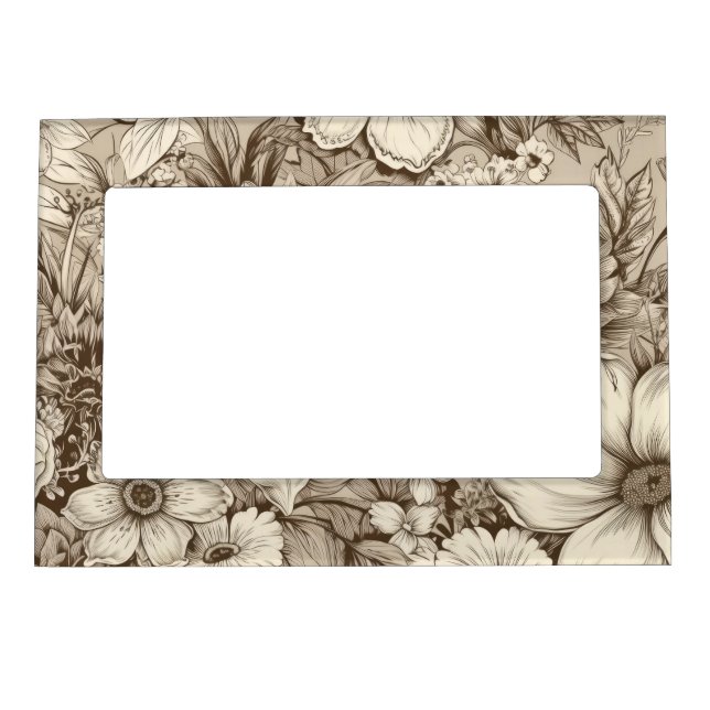 Vintage Floral Sepia Pattern (3) Magnetic Frame (Front)