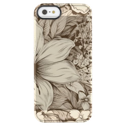 Vintage Floral Sepia Pattern 3 Clear iPhone SE55s Case