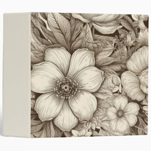 Vintage Floral Sepia Pattern (4) 3 Ring Binder