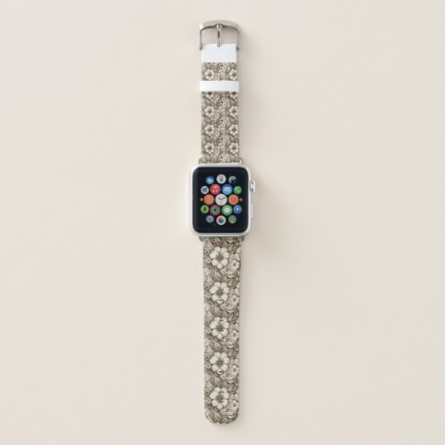 Vintage Floral Sepia Pattern 4 Apple Watch Band