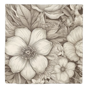 Vintage Floral Sepia Pattern (4) Duvet Cover