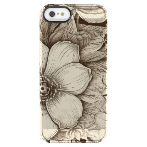 Vintage Floral Sepia Pattern 4 Clear iPhone SE55s Case