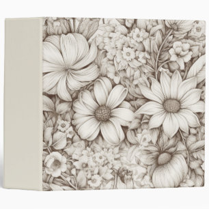 Vintage Floral Sepia Pattern (5) 3 Ring Binder