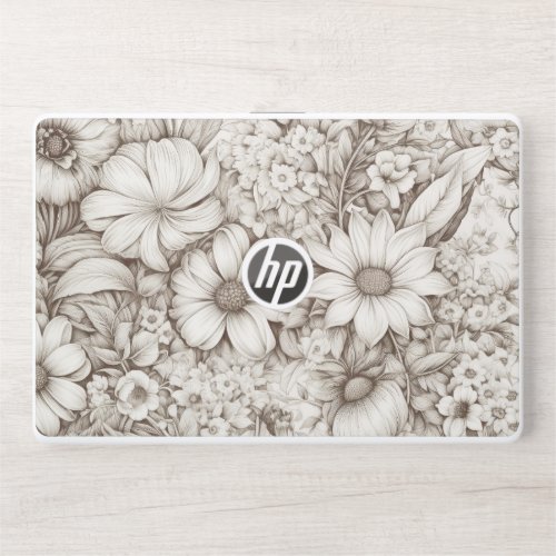 Vintage Floral Sepia Pattern 5 HP Laptop Skin