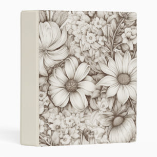 Vintage Floral Sepia Pattern (5) Mini Binder