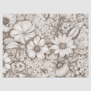 Vintage Floral Sepia Pattern (5) Tissue Paper