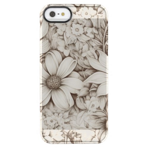 Vintage Floral Sepia Pattern 5 Clear iPhone SE55s Case