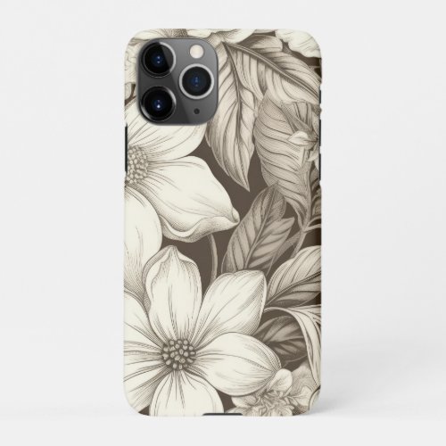 Vintage Floral Sepia Pattern 6 iPhone 11Pro Case