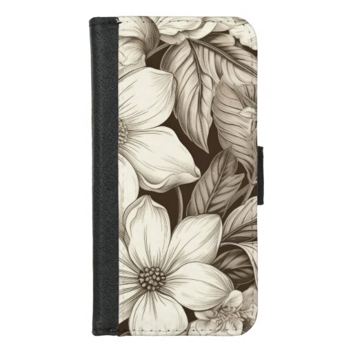 Vintage Floral Sepia Pattern (6) iPhone 8/7 Wallet Case