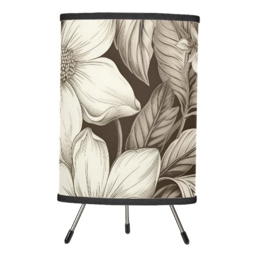 Vintage Floral Sepia Pattern 6 Tripod Lamp