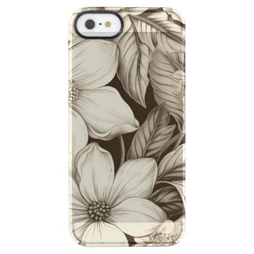 Vintage Floral Sepia Pattern 6 Clear iPhone SE55s Case