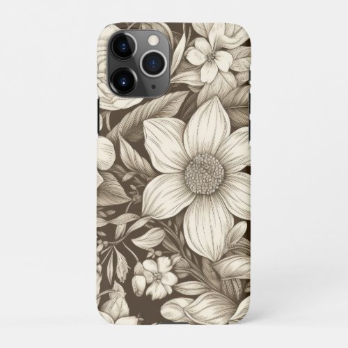 Vintage Floral Sepia Pattern 7 iPhone 11Pro Case